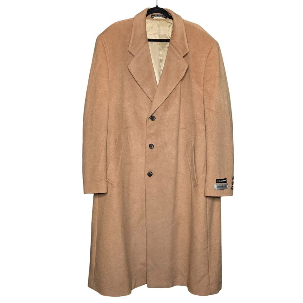 Bert Pulitzer‎ Mens Camel Wool Cashmere Blend Overcoat R50 Trench Coat Old Money